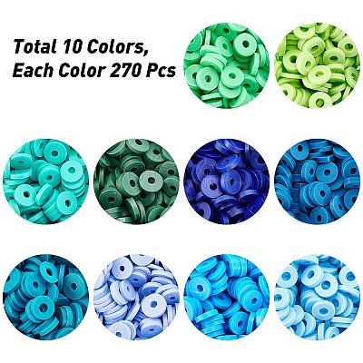 SUNNYCLUE 2700Pcs 10 Colors Flat Round Eco-Friendly Handmade Polymer Clay Beads CLAY-SC0001-33C-1