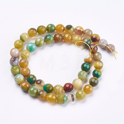 Natural Striped Agate/Banded Agate Beads Strands G-P364-23-8mm-1
