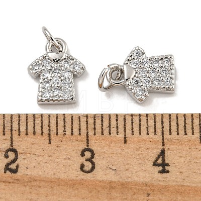 Rack Plating Brass Micro Pave Clear Cubic Zirconia Charms KK-U030-20P-1