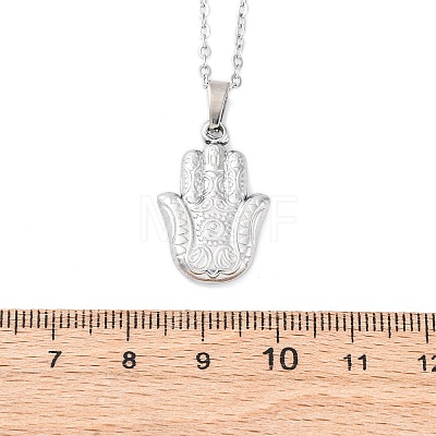 Hamsa Hand 304 Stainless Steel Pendant Necklaces NJEW-H059-01P-1