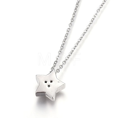 304 Stainless Steel Pendant Necklaces NJEW-O108-08P-1