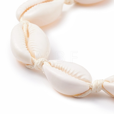 Natural Cowrie Shell Braided Beaded Anklet for Women AJEW-AN00487-1