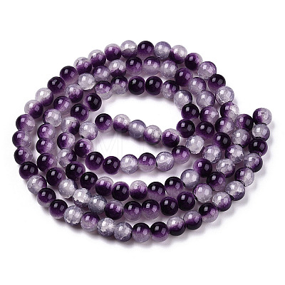 Crackle Baking Painted Imitation Jade Glass Beads Strands DGLA-T003-6mm-13-1