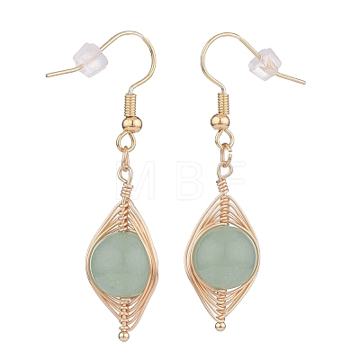 Natural Green Aventurine Braided Dangle Earring EJEW-JE04845-03-1