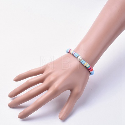 Handmade Polymer Clay Beads Bracelets BJEW-JB04641-M-1