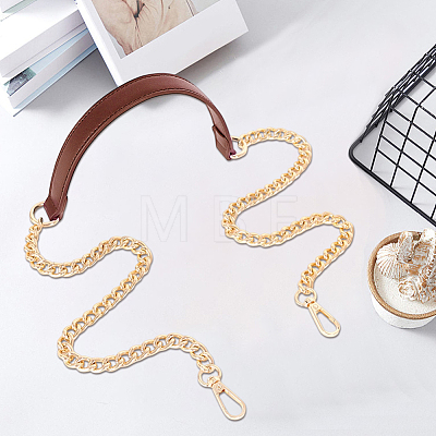 1Pc Imitation Leather with Alloy Curb Chain Purse Chains FIND-CL0002-07-1