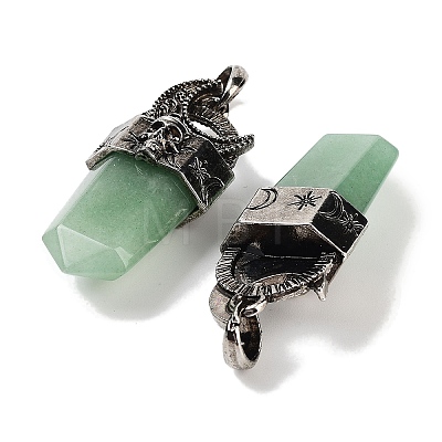 Natural Green Aventurine Faceted Sword Pendants G-Q163-01AS-01-1