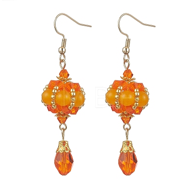 Natural Yellow Jade Dangle Earrings EJEW-MZ00669-01-1
