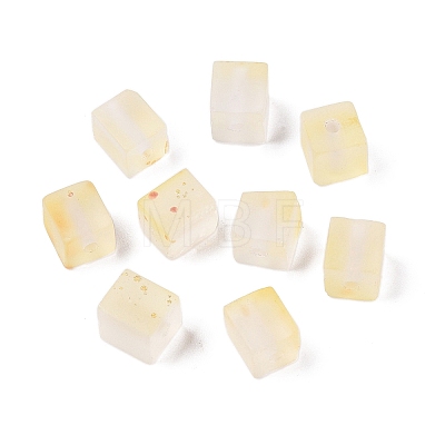 Frosted Glass Beads with Golden Glitter Powder DGLA-NH001-6mm-01A-1