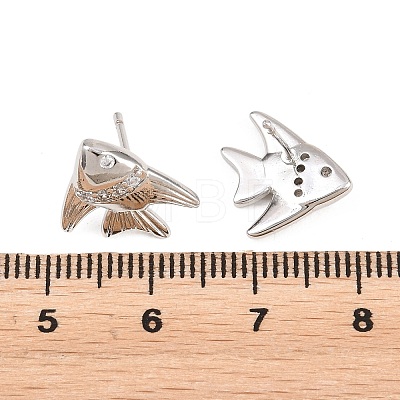Brass Micro Pave Cubic Zirconia Stud Earrings EJEW-G471-27P-1