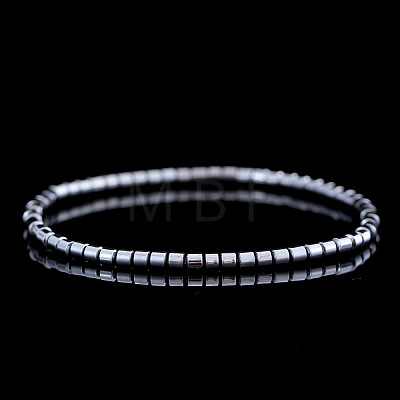 Synthetic Non-magnetic Hematite Beads Stretch Bracelets for Men PE4341-1