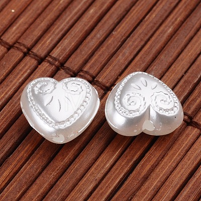 Heart Imitation Pearl Acrylic Beads OACR-L004-2239-1