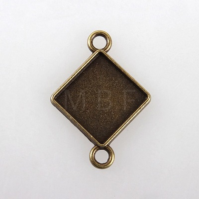 Vintage Tibetan Alloy Rhombus Cabochon Connector Bezel Settings TIBE-M016-03AB-NF-1