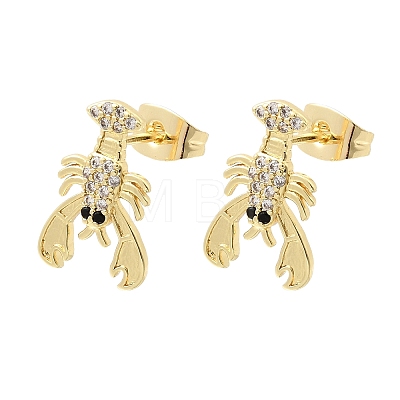 Brass Micro Pave Cubic Zirconia Stud Earrings KK-CBA5B62-06G-1