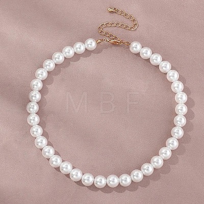 Plastic Imitation Pearl Round Beaded Necklaces for Women WGF0340-05-1