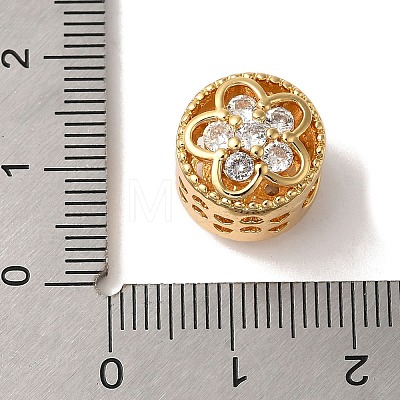 Flower Rack Plating Brass Micro Pave Cubic Zirconia European Beads KK-G511-04C-G-1