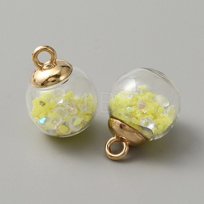 Glow in the Dark Luminous Glass Globe Pendants GLAA-WH0030-18C-1