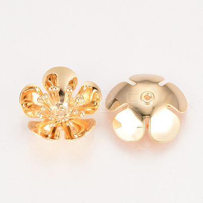 5-Petal Brass Bead Caps KK-Q735-353G-1
