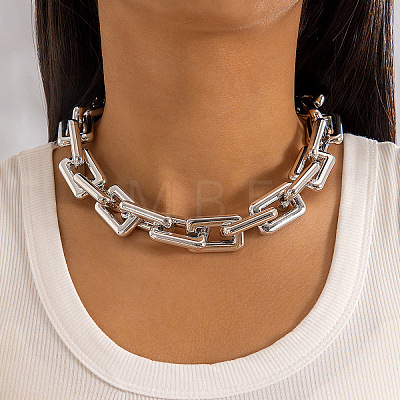 Alloy & CCB Plastic Rectangle Link Chain Necklaces FS-WG4655B-27-1