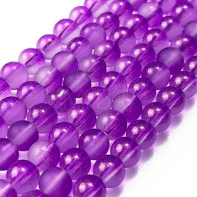 Frosted Transparent Glass Bead Strands GLAA-P065-6mm-15-1