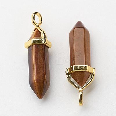 Natural Tiger Eye Pointed Pendants G-G902-A06-1