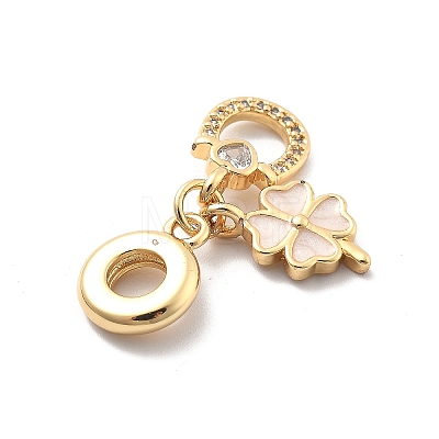 Rack Plating Brass Clear Cubic Zirconia European Dangle Charms KK-Q017-28G-1