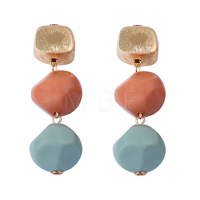 Alloy Resin Stud Dangle Earrings for Women WG480A2-01-1