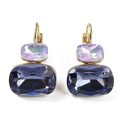 Glass Rectangle Leverback Earrings EJEW-P245-01G-1