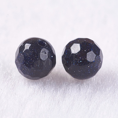 Synthetic Blue Goldstone Beads G-K275-22-6mm-1