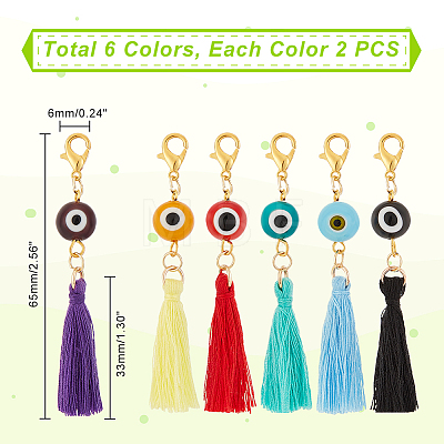 12Pcs 6 Colors Polyester Tassel Pendant Decorations HJEW-AB00194-1
