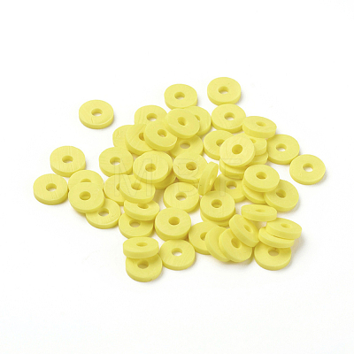 Flat Round Eco-Friendly Handmade Polymer Clay Beads CLAY-R067-6.0mm-22-1