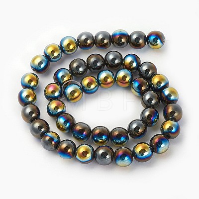 Electroplated Non-magnetic Synthetic Hematite Beads Strands G-P408-A-4mm-1