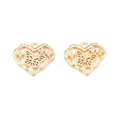 Brass Micro Pave Clear Cubic Zirconia Charms KK-N231-376-1