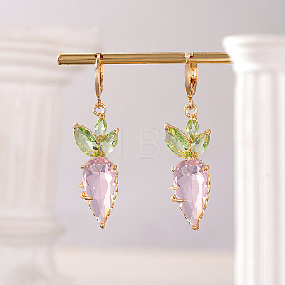 Brass Cubic Zirconia Dangle Earrings FS-WGE833D-02-1