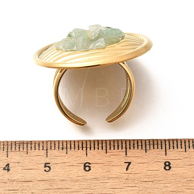 Natural Green Aventurine Chip Finger Rings for Women RJEW-R012-06G-03-1