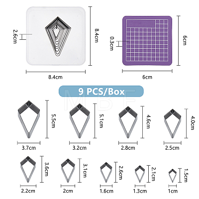 SUPERDANT 9Pcs Iron Cutting Template Set DIY-SD0001-97-1