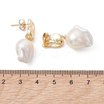 Nuggets Natural Baroque Pearl Keshi Pearl Dangle Stud Earrings EJEW-JE07001-1