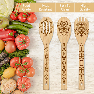 6Pcs Bamboo Spoons & Knifes & Forks AJEW-WH0411-016-1