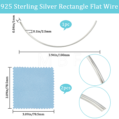 Beebeecraft 1Pc 925 Sterling Silver Rectangle Flat Wire STER-BBC0005-64C-1