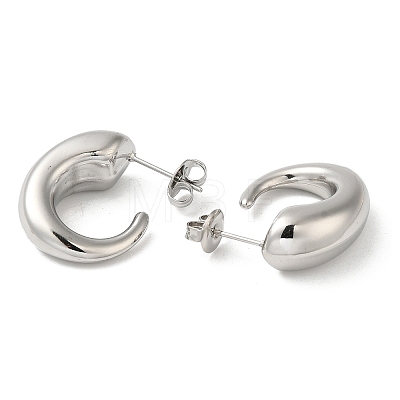 304 Stainless Steel Horn Stud Earrings EJEW-Z026-07P-1