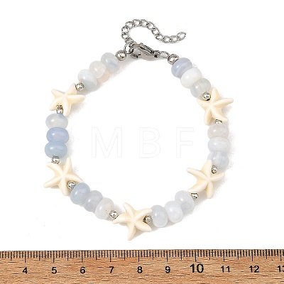 Natural Banded Agate & Gemstone Starfish Shape Beaded Bracelets BJEW-JB14419-1