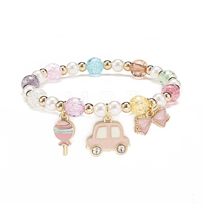 Colorful Alloy Enamel Cute Charms Bracelet BJEW-JB08661-1