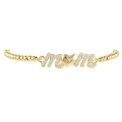 Mother's Day Brass Micro Pave Clear Cubic Zirconia Link Bracelets WG036C8-05-1