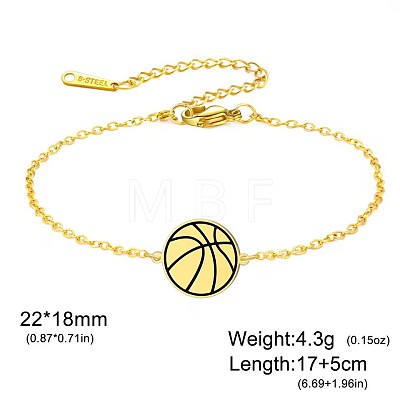 304 Stainless Steel Sport Ball Link Bracelets for Women WG444BD-08-1