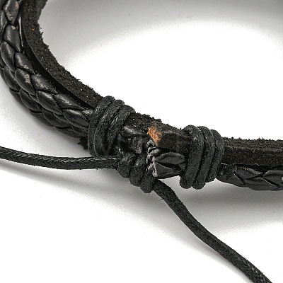 PU Imitation Leather Braided Cord Bracelets BJEW-P329-02B-AS-1