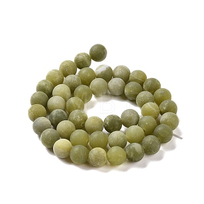 Round Frosted Natural TaiWan Jade Bead Strands G-M248-10mm-02-1