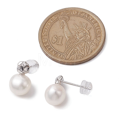 Natural Pearl Ear Studs EJEW-P286-21P-1