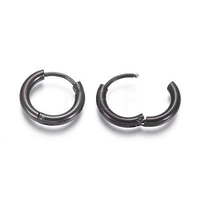 304 Stainless Steel Huggie Hoop Earrings EJEW-F111B-16mm-B-1