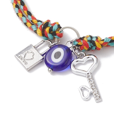 3Pcs 3 Colors Handmade Lampwork & Alloy Charm Bracelets BJEW-JB12749-1