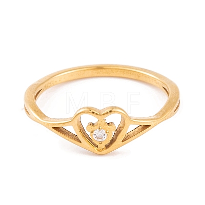 Heart 304 Stainless Steel Finger Ring foe Women RJEW-C086-15-G-1